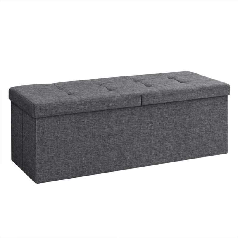 Pufa Songmics 38x110cm tapicerowana ciemnoszara prostokątna ze schowkiem 1 szt