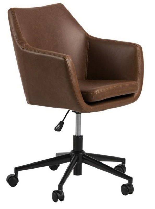 Fotel biurowy ergonomiczny obrotowy Nora Vintage ACTONA brązowy ekoskóra z podłokietnikami do biurka 1 szt.