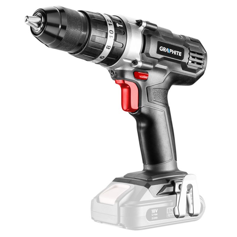 Wiertarko-wkrętarka akumulatorowa GRAPHITE z udarem Energy+ 18V, Li-Ion, uchwyt 13 mm, bez akumulatora 1 szt