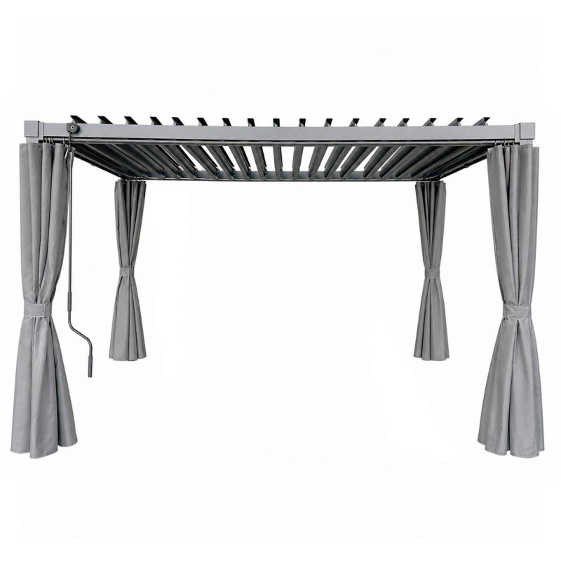 Pergola ogrodowa multiklimatyczna z zasłonami 4iQ Group 3x3m 9mkw regulowany stalowy dach 1szt.