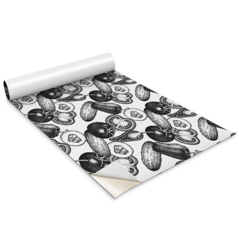Okleina Meblowa Wallfluent 100x50 cm Czarno białe warzywa Folia Na Meble I Szafki 1 rol.