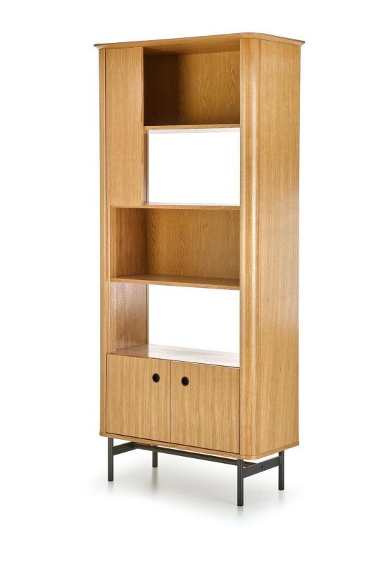 Regał na książki Zefir loftowy dąb i czarny metalowy do salonu 97 cm szerokości INTESI 1 szt.