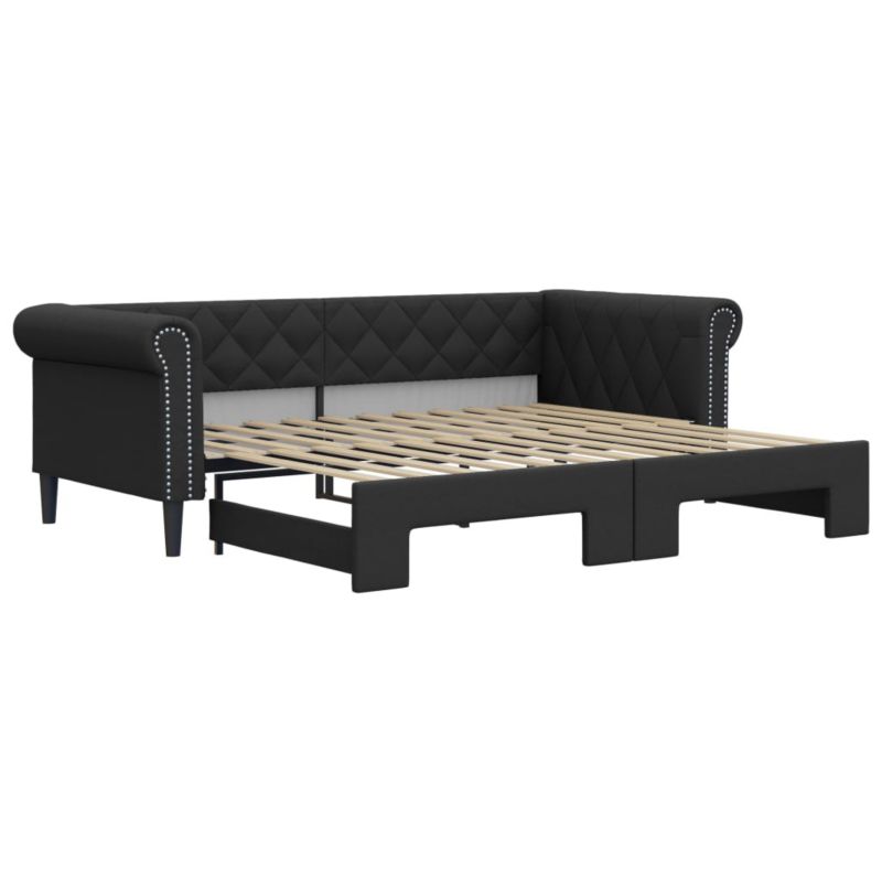 Sofa rozkładana WaszeMeble 90x200 cm Czarny ekoskóra WM-3197723 1 szt.