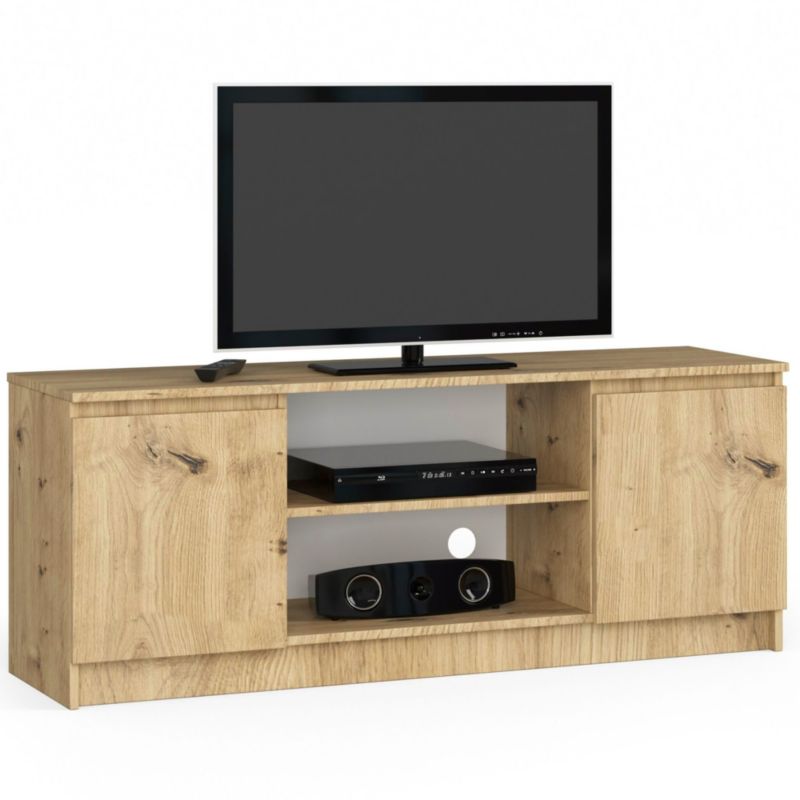 Szafka RTV Akord Dąb Artisan 140 cm 2 drzwi kolor Dąb Artisan mat 2 półki 140x40x55 cm 1 szt.