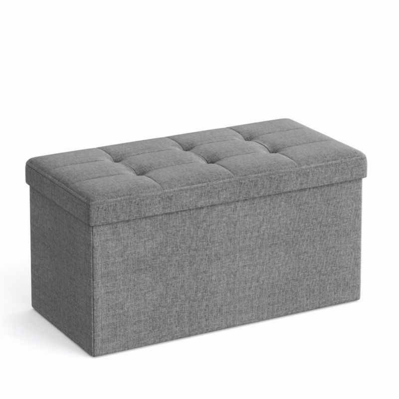 Pufa Songmics 76x38cm tapicerowana szara prostokątna ze schowkiem 1 szt