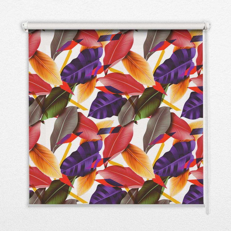 Roleta Wzorzysta Tulup 100x140 cm Kolorowe Liście Montaż do ściany/sufitu 1 szt.