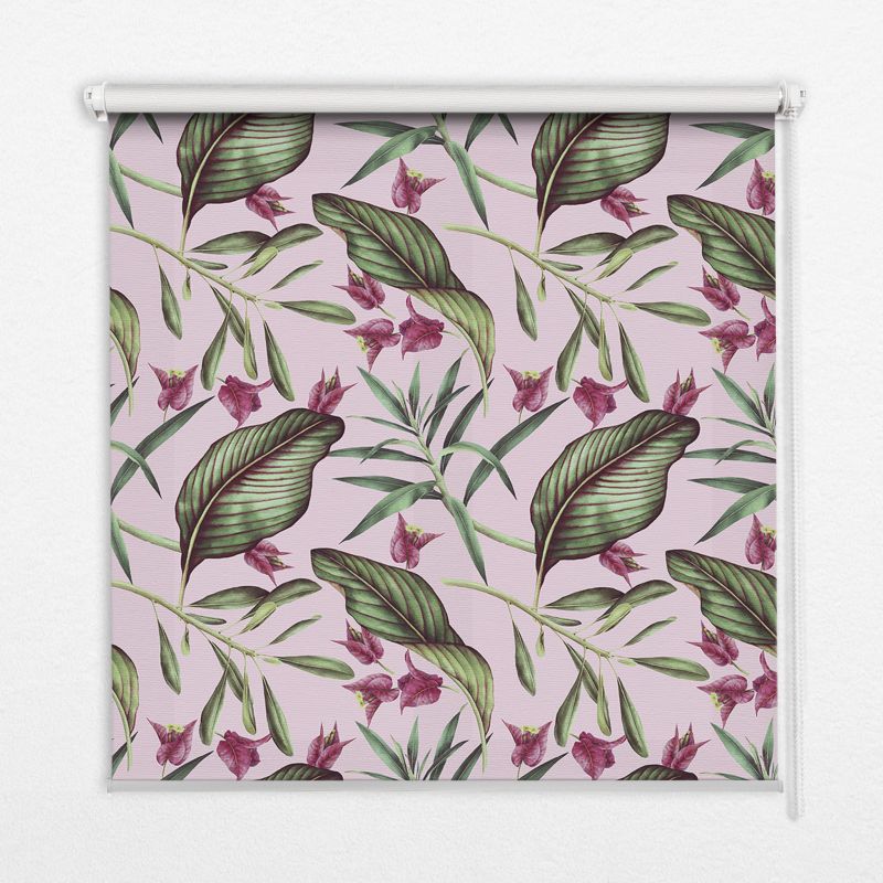 Roleta Wzorzysta Tulup 140x140 cm Tropikalne Liście Montaż do ściany/sufitu 1 szt.