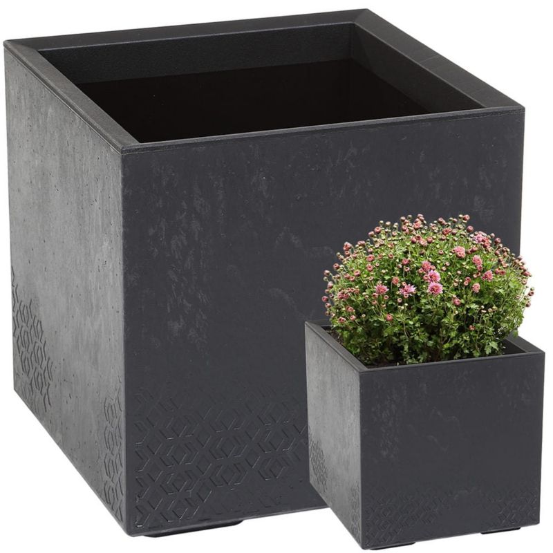 Doniczka Lamela KARO donica kwietnik 40x40x40cm imitacja betonu czarna 1 szt.