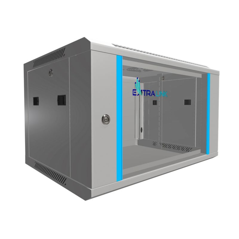 Szafa rack Extralink 6U 600x450 Szara montowana na ścianie