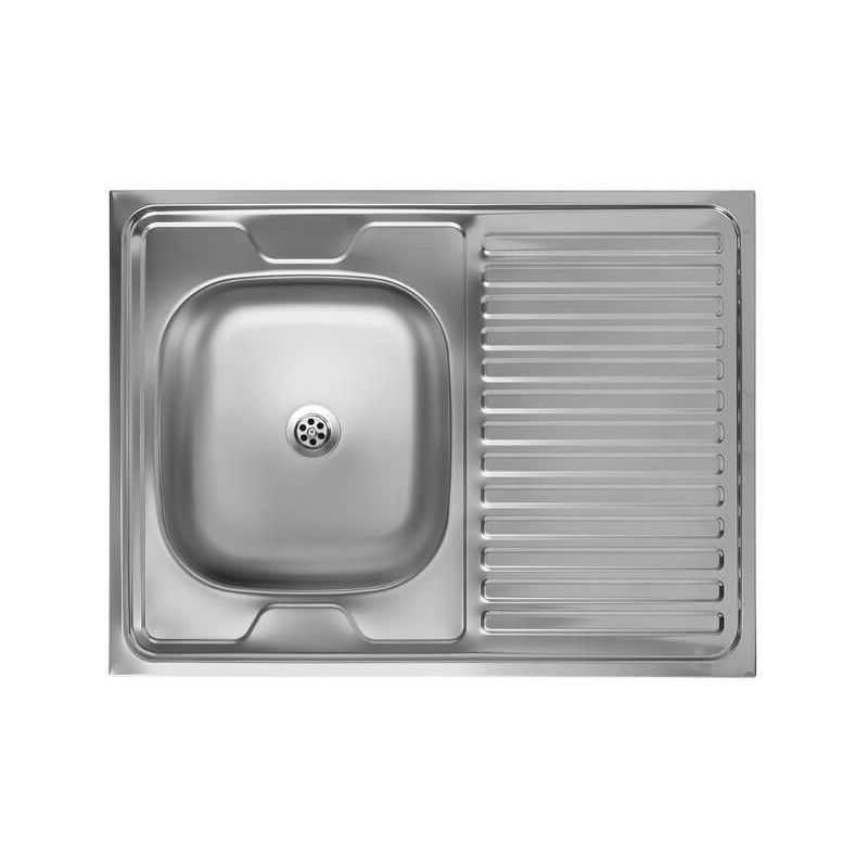 Zlewozmywak Jednokomorowy, Kuchinox, Juno 60, Inox, Stal, 60x80cm, z ociekaczem, z syfonem, 1 szt.