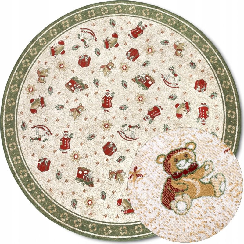 Dywan Villeroy&Boch 160 cm, okrągły, świąteczny wzór, antypoślizgowy, płasko tkany, 1 szt.