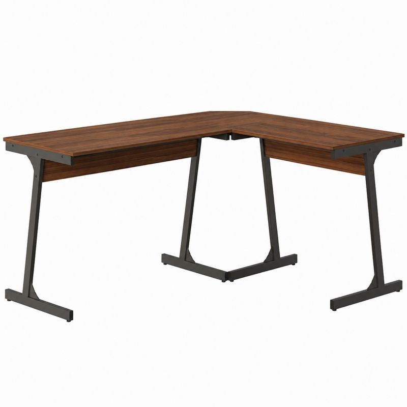Biurko komputerowe narożne nowoczesne industrialne ciemny brąz loft 148 cm