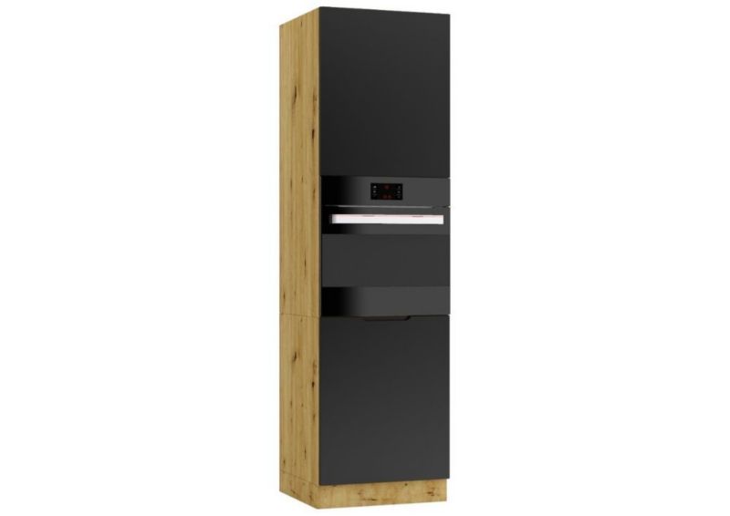 Szafka pod piekarnik Stolkar ISABEL D60PK/2133 P/L czarny mat/dąb artisan 1 szt