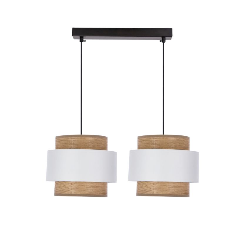 Lampa sufitowa biało-brązowe abażury Candellux Forni czarno-brązowa-biała 2xE27x40W IP20 wym:100x55x20cm - 1 szt.
