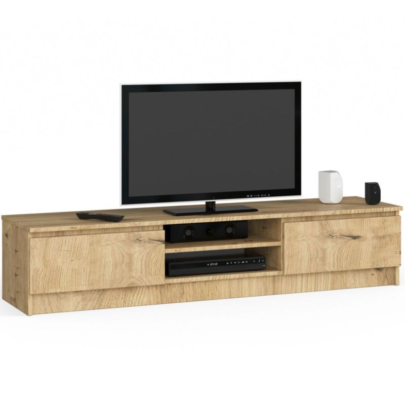 Szafka RTV Akord Dąb Artisan 160 cm 2 drzwi kolor Dąb Artisan mat 2 półki 160x40x33 cm 1 szt.