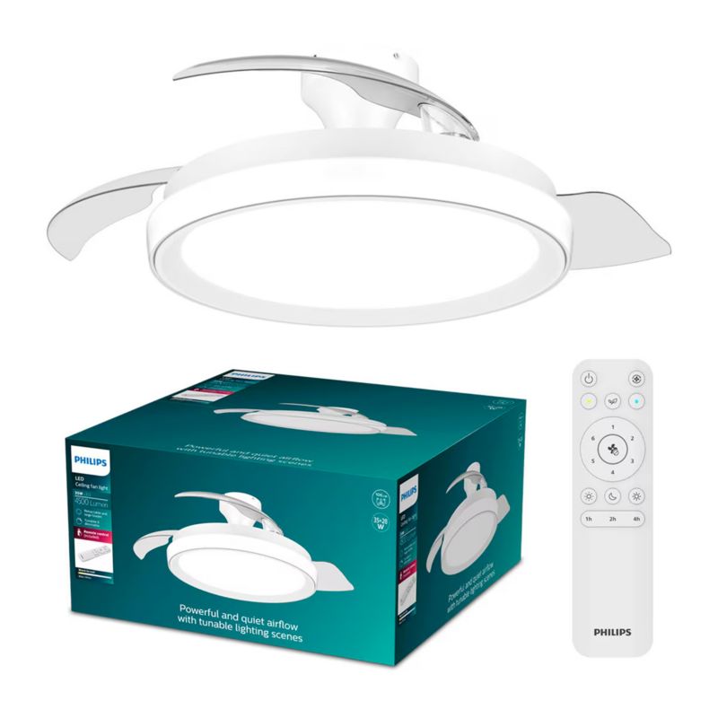 Lampowentylator Philips Bliss DC 28W 106cm Lampa Sufitowa Wentylator sufitowy 35W 4500lm CCT Biały z Pilotem 1 szt.