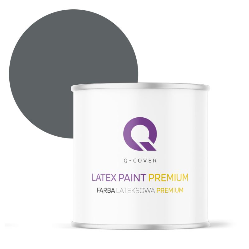 Farba Lateksowa Premium Plamoodporna do Ścian i Sufitów Q-Cover Antracyt H0912 Głęboki Mat 2L