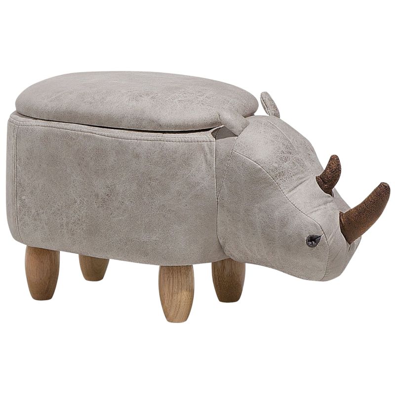 Pufa zwierzak ze schowkiem Rhino Ekoskóra Jasnoszary Nosorożec 1 szt.