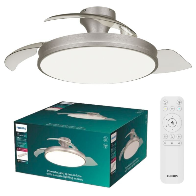 Lampowentylator Philips Atlas 28W 106cm Lampa Sufitowa Wentylator sufitowy 35W 4500lm CCT Biały z Pilotem 1 szt.