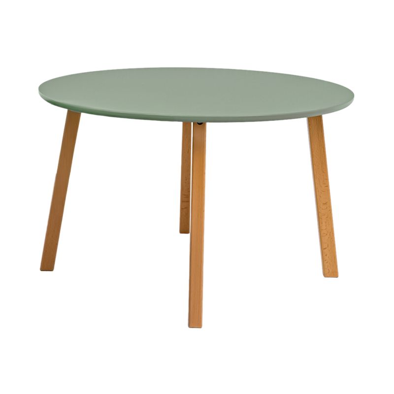 Okrągły Stolik Kawowy 80x50 cm do Salonu POSNORD - Stół Pomocniczy MDF Nogi Bukowe - Skandynawski Stolik na Kawę 1szt.