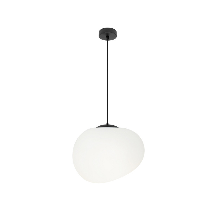 Czarna lampa wisząca sufitowa do salonu STONES 25 cm japandi