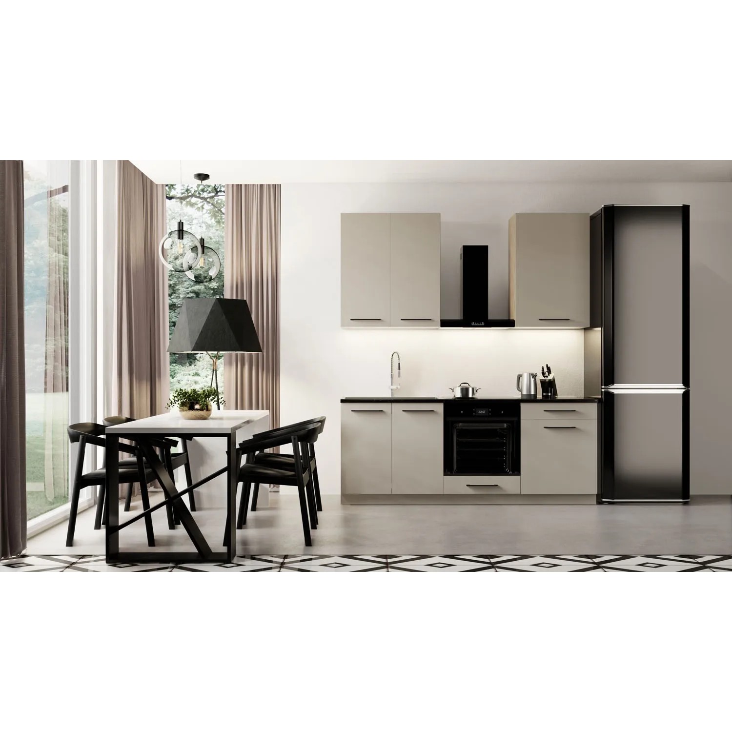 Black and White Style Zestaw mebli kuchennych ASTER Kaszmir 200 cm 5 el.