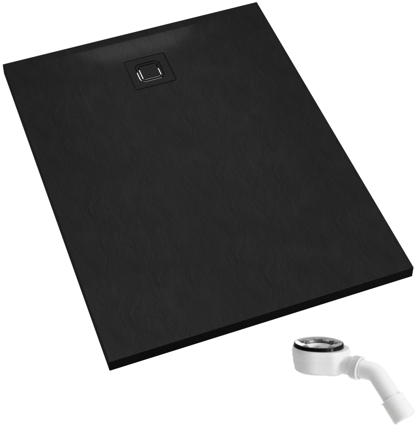Darmowa Dostawa - Brodzik prostokątny z syfonem 120x80 cm czarny Schedpol Majestic Black Stone 33508CSTM6C