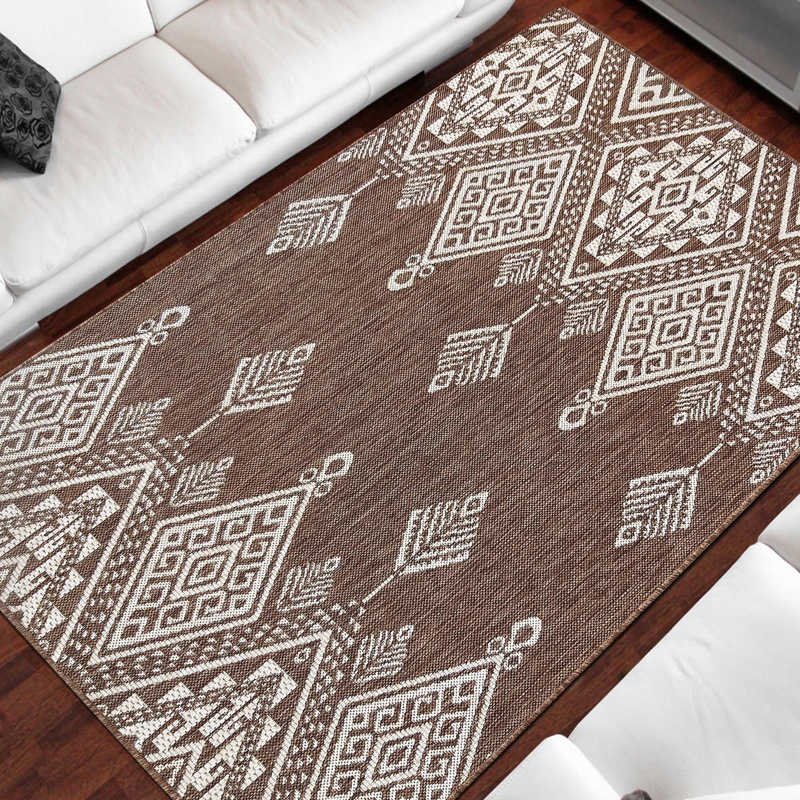 Nowoczesny dywan sznurkowy OUTDOOR dwustronny MODERN 13 Brązowy