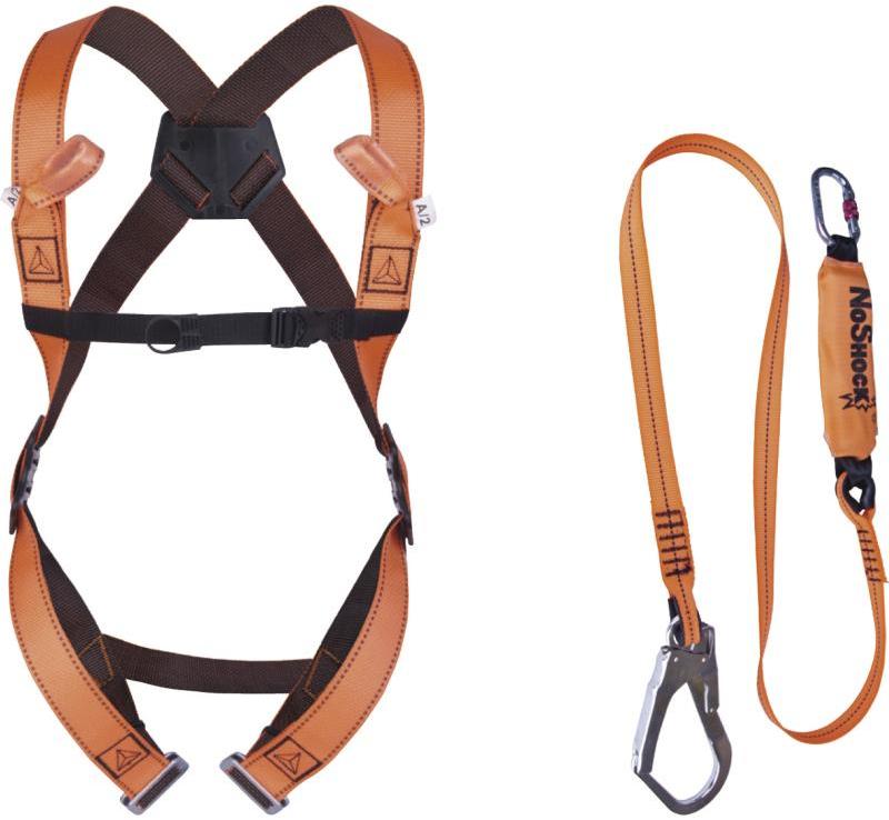 Zestaw bezpieczeństwa Delta Plus ELARA190, szelki HAR12+amortyzator z taśmą+torba, rozmiar XL/XXL, pomarańczowy