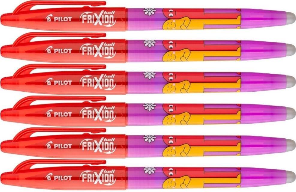6x Pióro kulkowe wymazywalne Pilot Frixion Ball Friends, 0.7mm, fioletowa obudowa/niebieski wkład