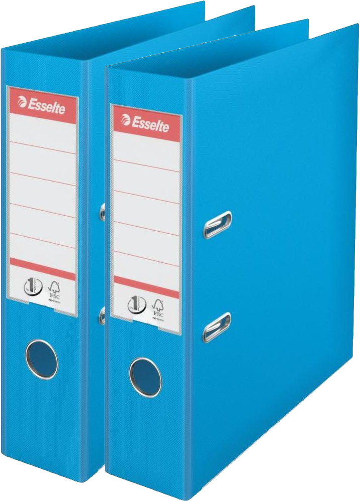 2x Segregator A4 Esselte No.1 Power, 75mm, do 500 kartek, 30% PP z recyklingu, jasnoniebieski