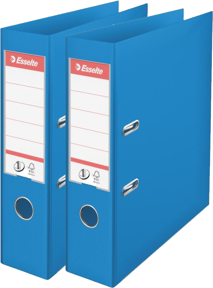 2x Segregator A4 Esselte Vivida No.1 Power, 75mm, do 500 kartek, 30% PP z recyklingu, niebieski