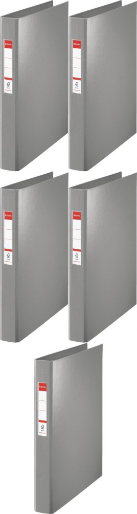 5x Segregator Esselte Vivida, A4, 42mm, do 190 kartek, 4 ringi, 30% PP z recyklingu, szary