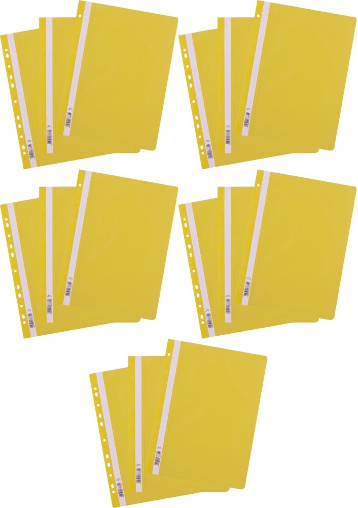 5x Skoroszyt plastikowy oczkowy D.Rect, A4, 25 sztuk, żółty