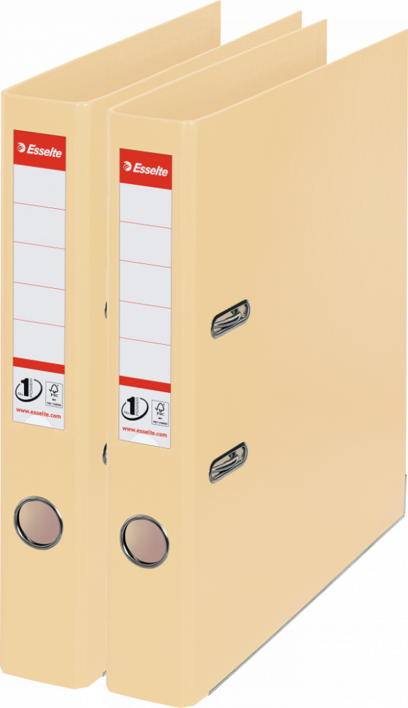 2x Segregator A4 Esselte No.1 Power, 50mm, do 350 kartek, 30% PP z recyklingu, beżowy