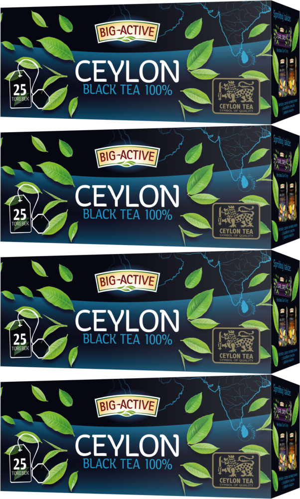 4x Herbata czarna w torebkach Big-Active Pure Ceylon Black, 25 sztuk x 1.5g