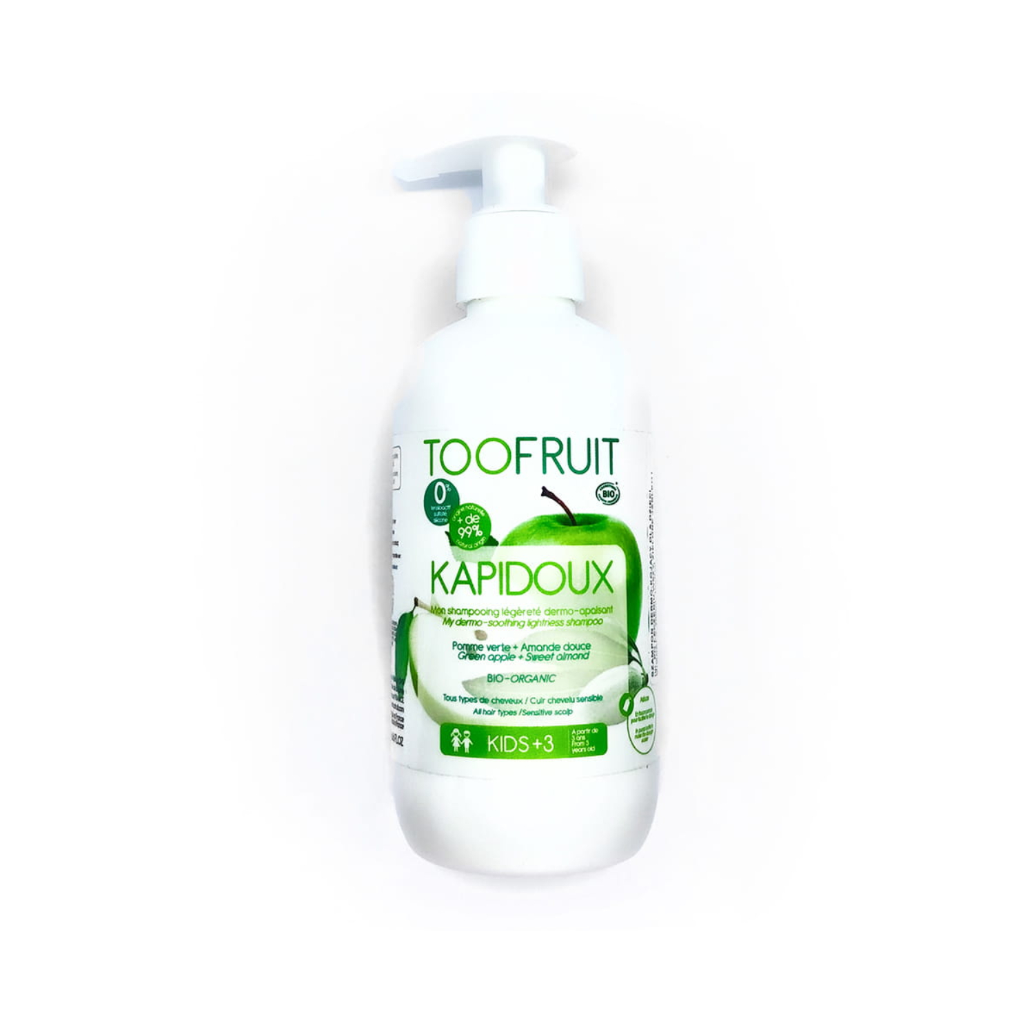Toofruit - szampon dermo-kojący dla dzieci, zielone jabłko i migdały, 200 ml (data ważności: 30.09.2026)