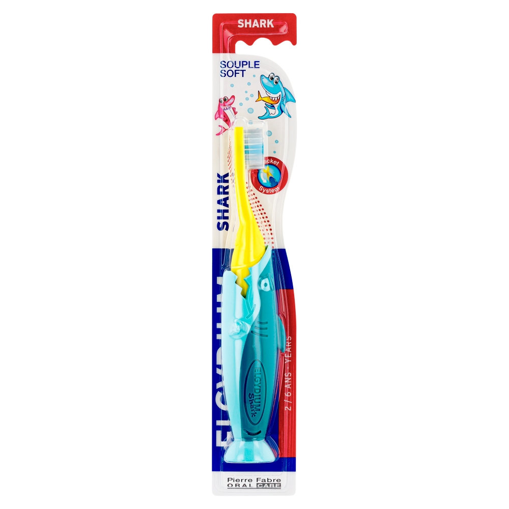 Elgydium pocket kids shark - podróżna szczoteczka do zębów dla dzieci, 1 sztuka