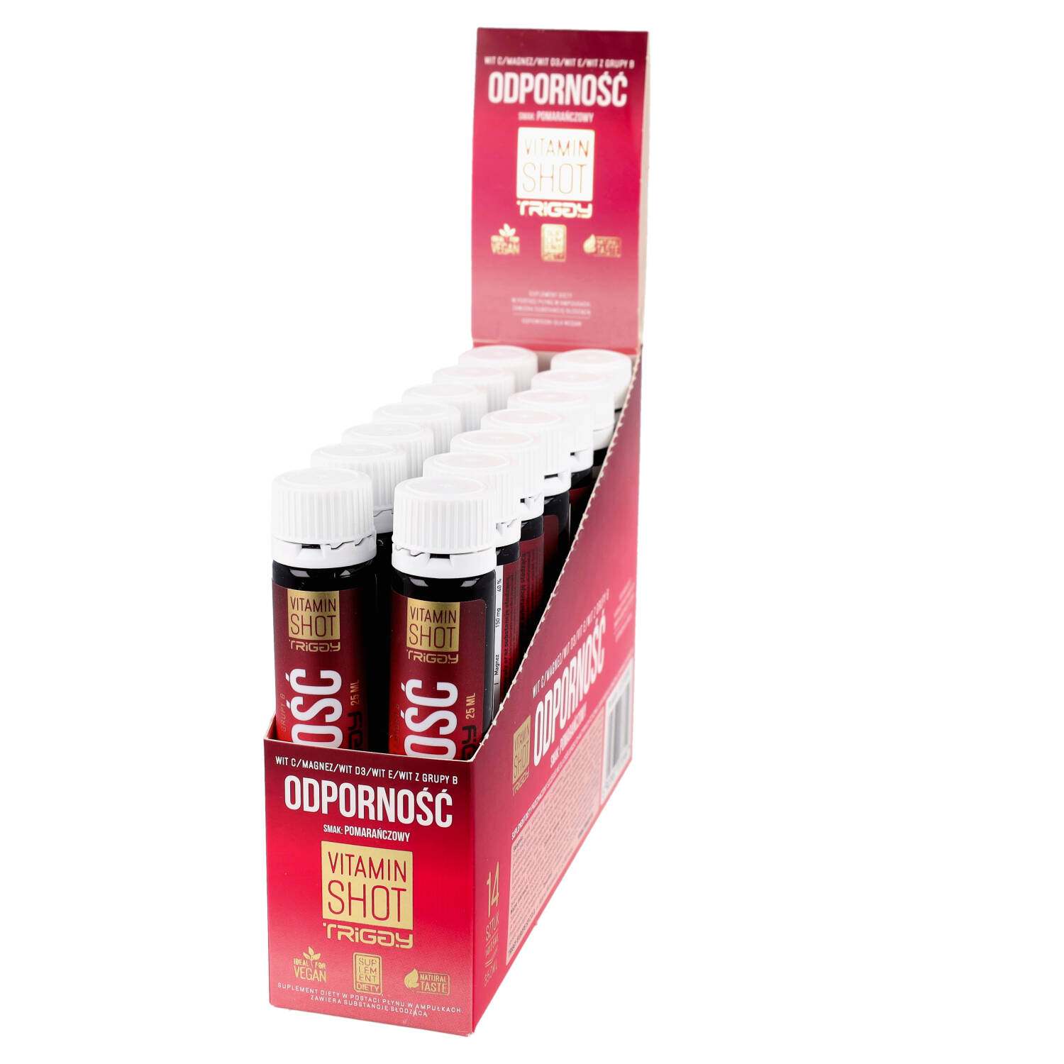Zestaw: 14 x triggy, vitamin shot odporność, smak pomarańczowy, 25 ml, 1 sztuka