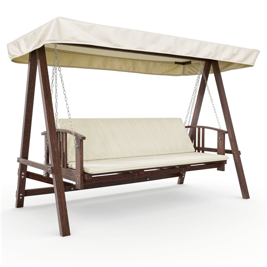 Hollywoodschaukel 3 Sitzer aus Holz ESTRI - Creme