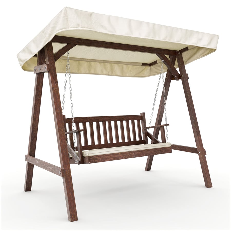 Hollywoodschaukel 2 Sitzer aus Holz MOLIA - Creme