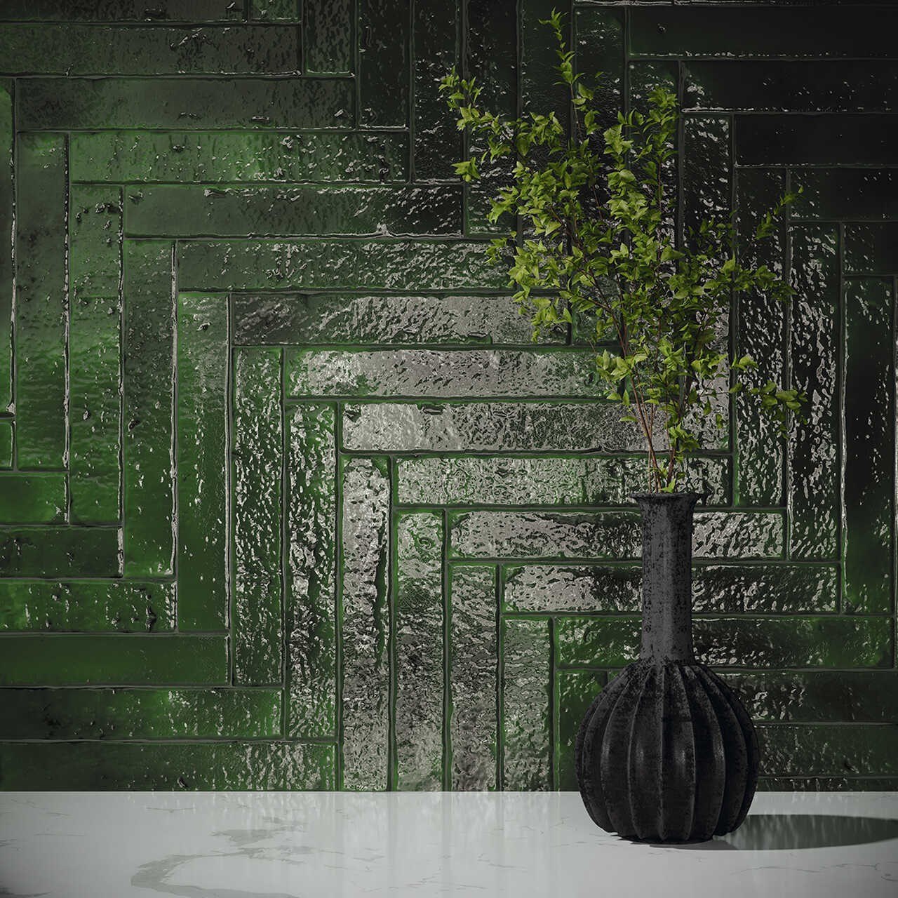 Amadis Brutalist dekor ścienny 23,5x3,8 cm zielona