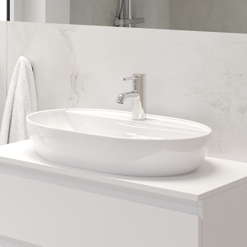 Oltens Hamnes Thin umywalka 62x42 cm nablatowa owalna z powłoką SmartClean biała 41814000 - Wysyłka w 24h