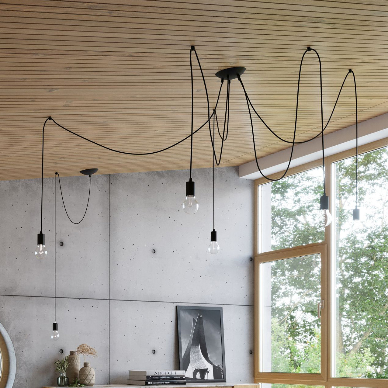 Sollux Lighting Edison 7 lampa wisząca 7x60W czarna SL.0372