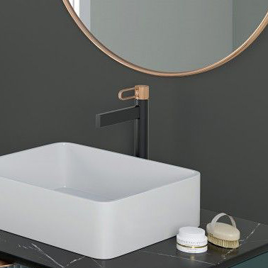 FDesign Zaffiro bateria umywalkowa stojąca różowe złoto/czarny mat FD1-ZFR-2L-25 - Wysyłka w 24h