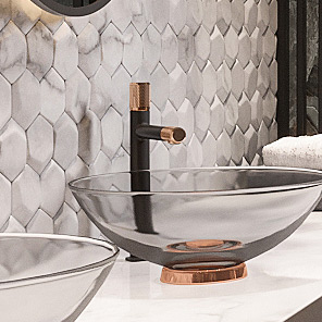 FDesign Ardesia bateria umywalkowa stojąca wysoka różowe złoto/czarny mat FD1-ARD-2L-25 - Wysyłka w 24h