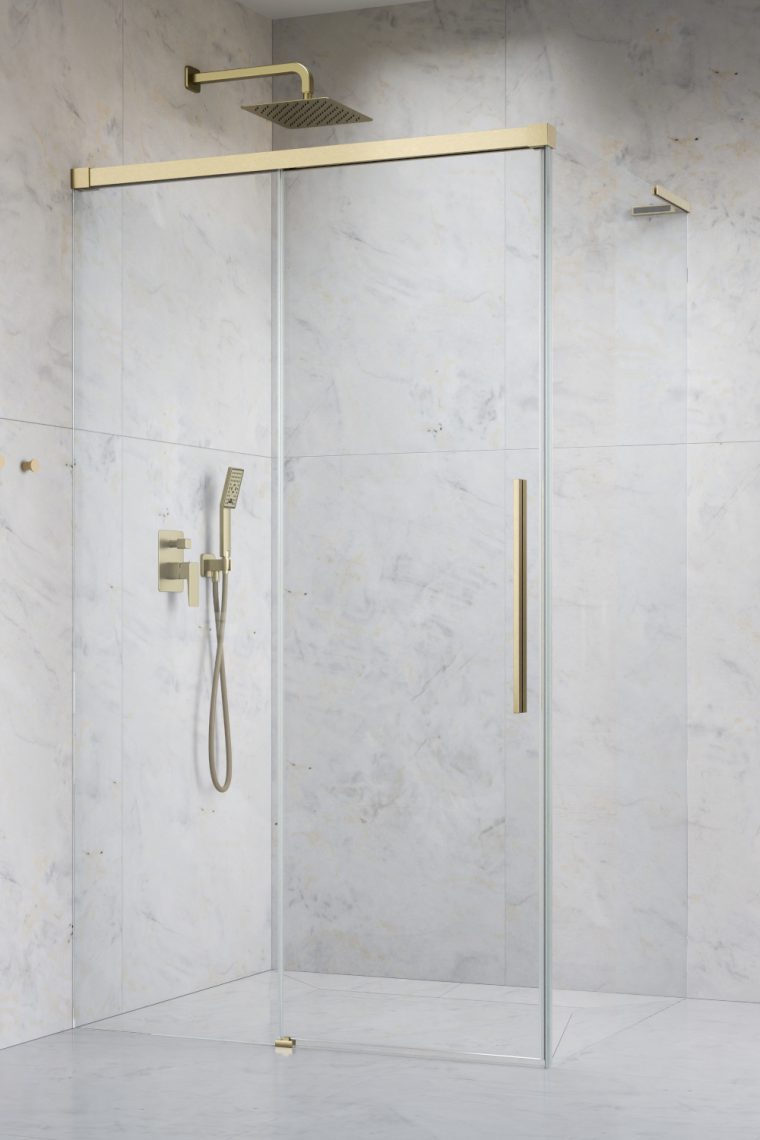 Radaway Idea 8 QL Brushed Gold KDJ drzwi prysznicowe 61,7 cm rozsuwane złoty szczotkowany/szkło przezroczyste 10560617-99-01L
