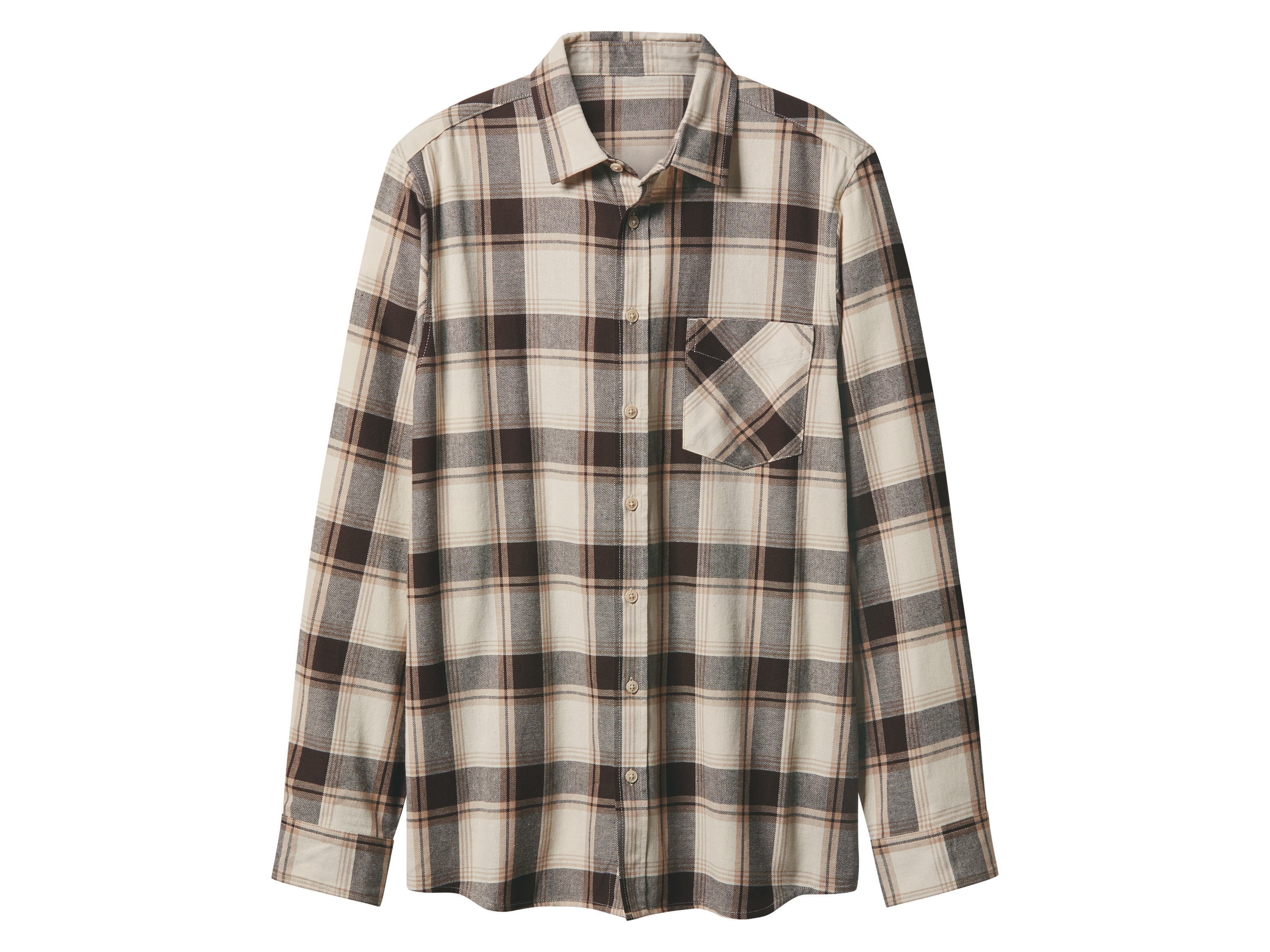 esmara Men Koszula flanelowa męska Kratka/brąz/beż, M 39/40