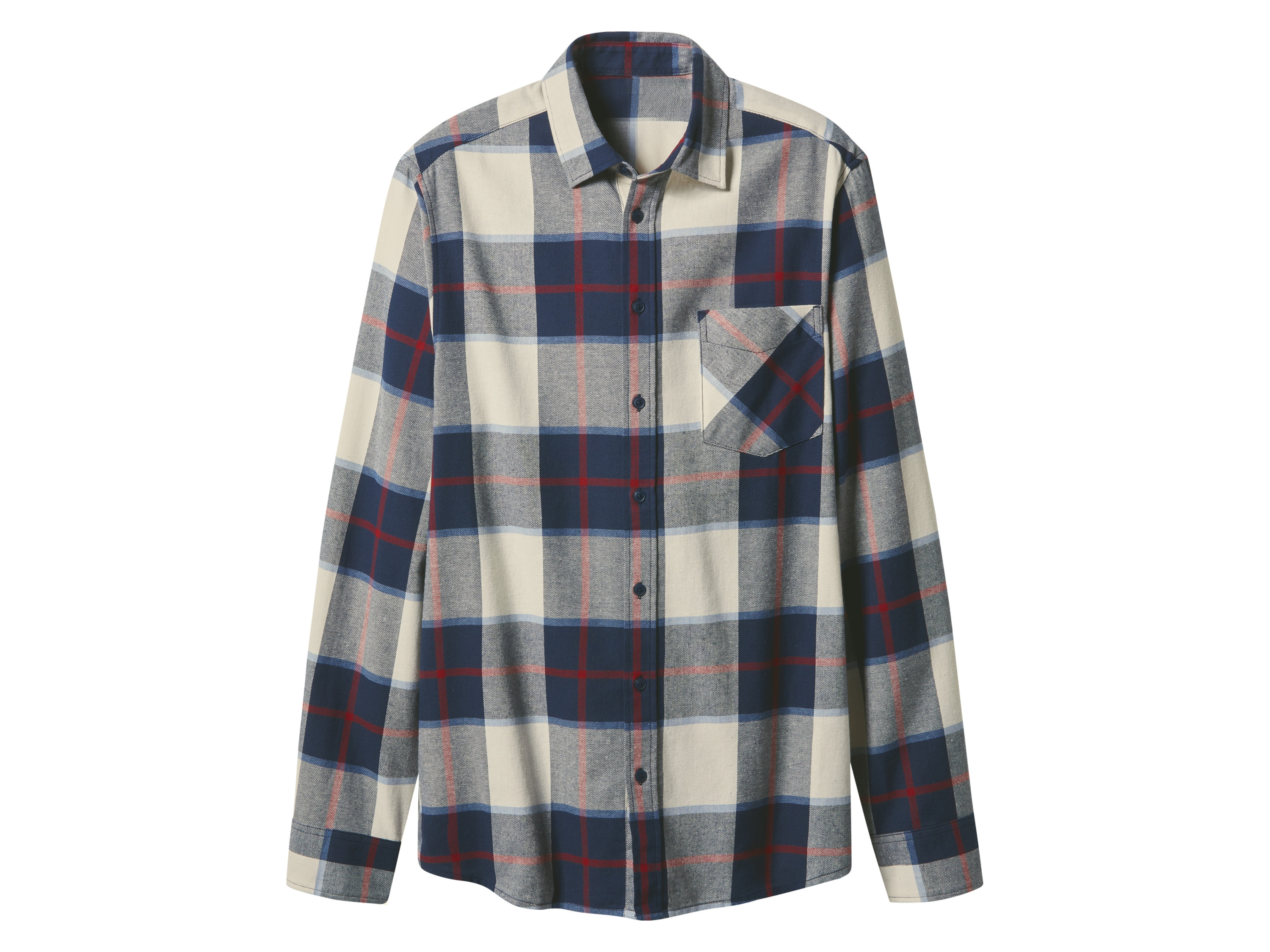 esmara Men Koszula flanelowa męska z bawełny Kratka/granat/beż, L 41/42