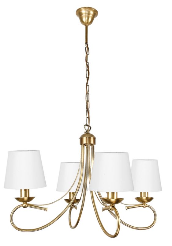 Lampa wisząca EDYLIT żyrandol 4xE27 złota białe stożkowe abażury glamour klasyczna do salonu AIDA II 7-521 1 szt.